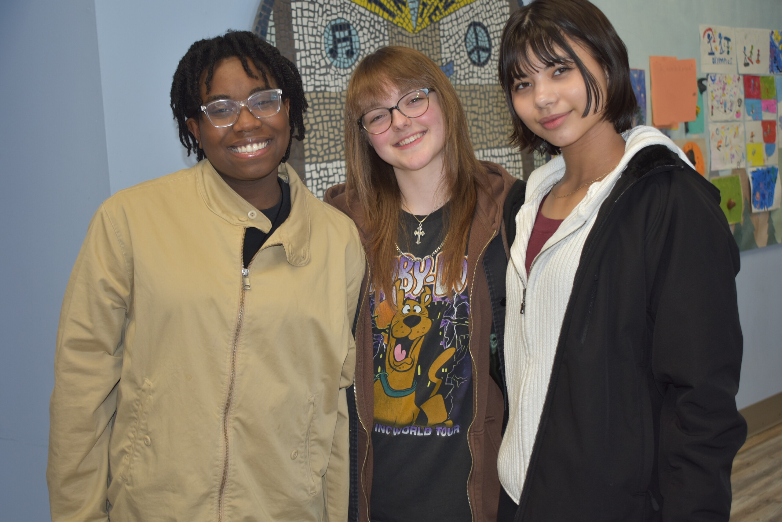 High school girls Three high school students smiling.